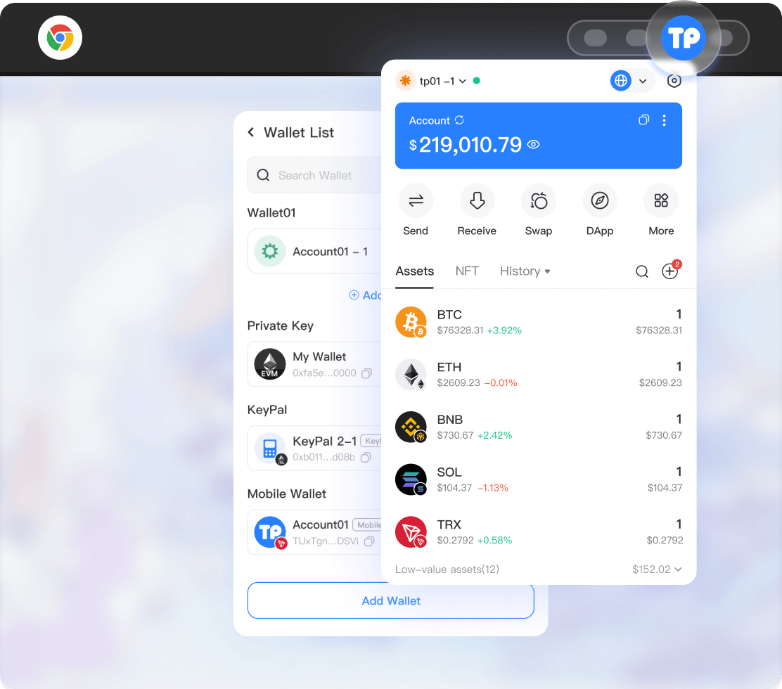 TokenPocket 浏览器插件展示